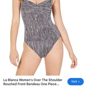 NWT Size 12 La Blanca Black and White Striped Swimsuit